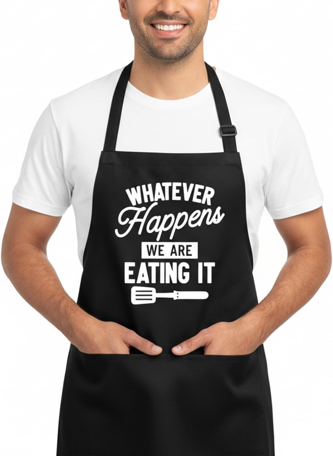 Funny BBQ Apron for Men with Adjustable Neck Strap, Waist Tie and Large Pockets for Cooking, Grilling and Kitchen -