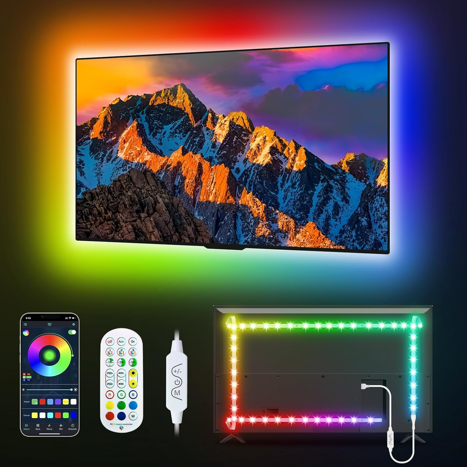 LED Lights for TV, 9.8FT TV Led Backlight Behind Lights for 32-60inch USB Led Li