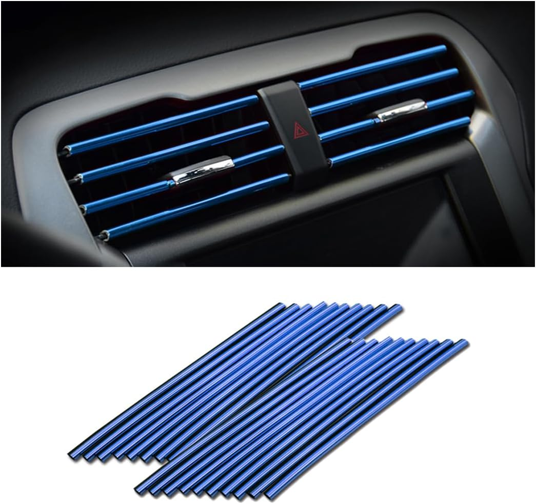 20 Pezzi Strisce Decorative per Auto Aria Condizionata, Accessori per L'Interno Dell'Auto, Striscia Decorativa Multicolore per La Maggior Parte Delle Bocchette D'Aria (Blu)