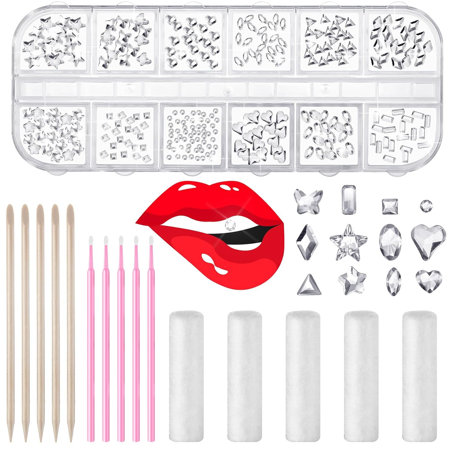480 Pcs Tooth Gems Kit for DIY Crystals Jewelry Teeth Gems Fashionable Crystal Tooth Ornaments Starter Kit, No Glue