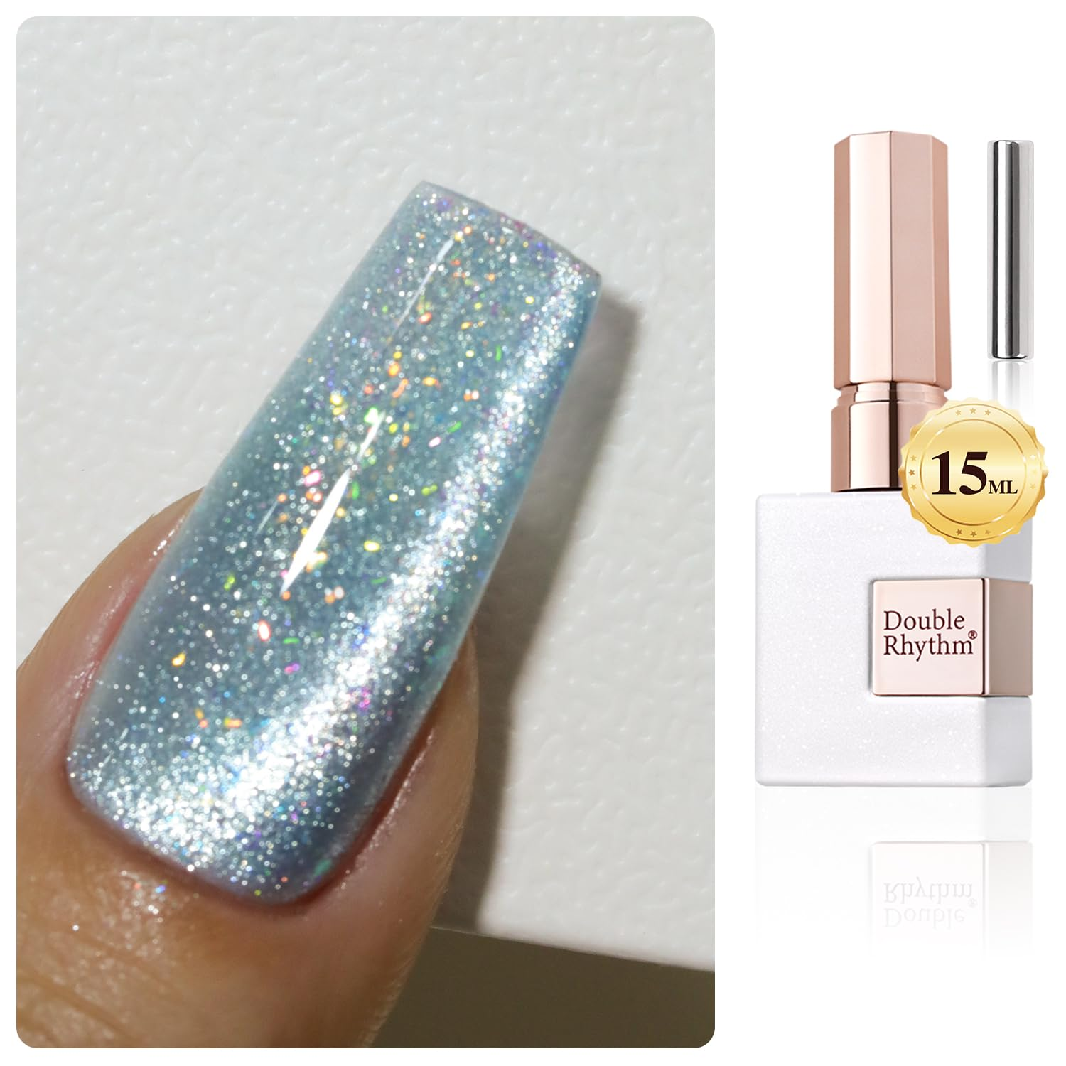 0.5 OZ Cat Eye Gel Polish with Magnet 15ML Holographic Glitter Shimmer Translucent Jelly Color Magnetic Gel Polish Salon DIY at Home (Rainbow Blue-Mc1009)