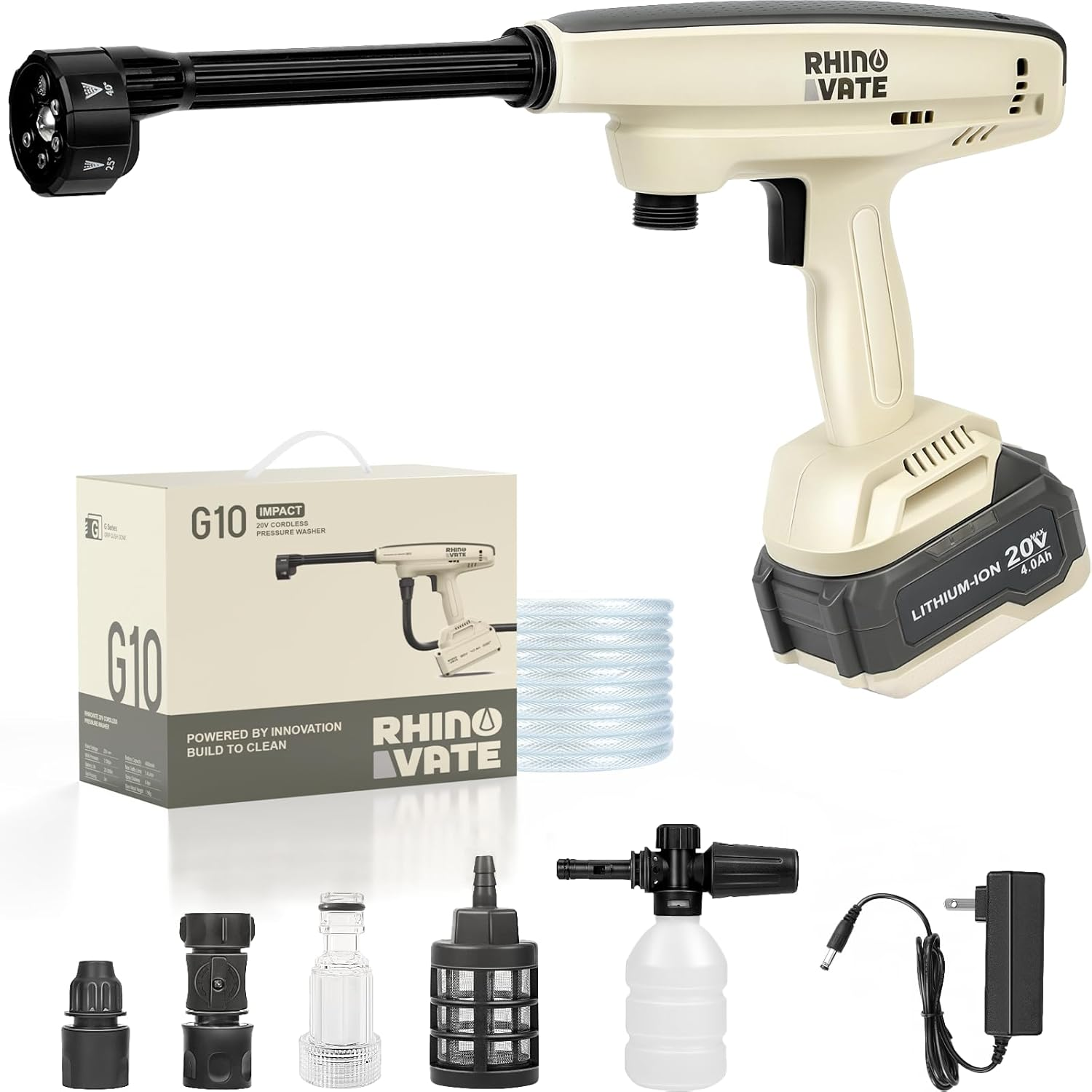 Portable Cordless Pressure Washer 880 PSI, 6-in-1 Nozzle, 16ft Hose