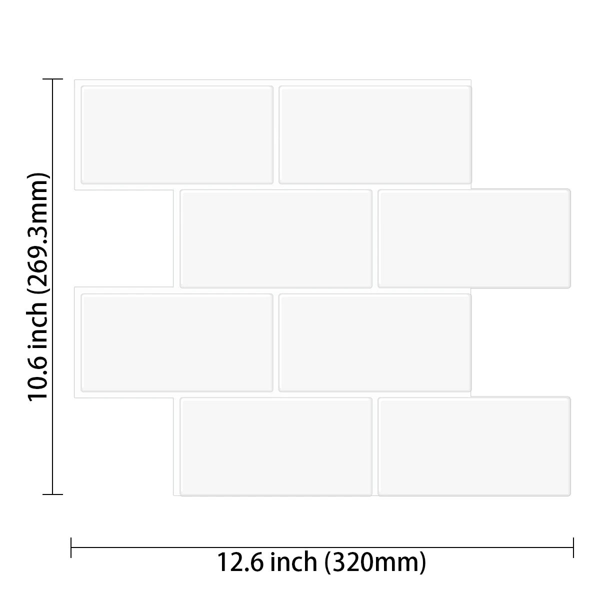 10 Sheets Big Tiles Peel and Stick Wall Stickers Brick Vinyl Wallpaper Waterproof Kitchen Bathroom Backsplash Home Decor