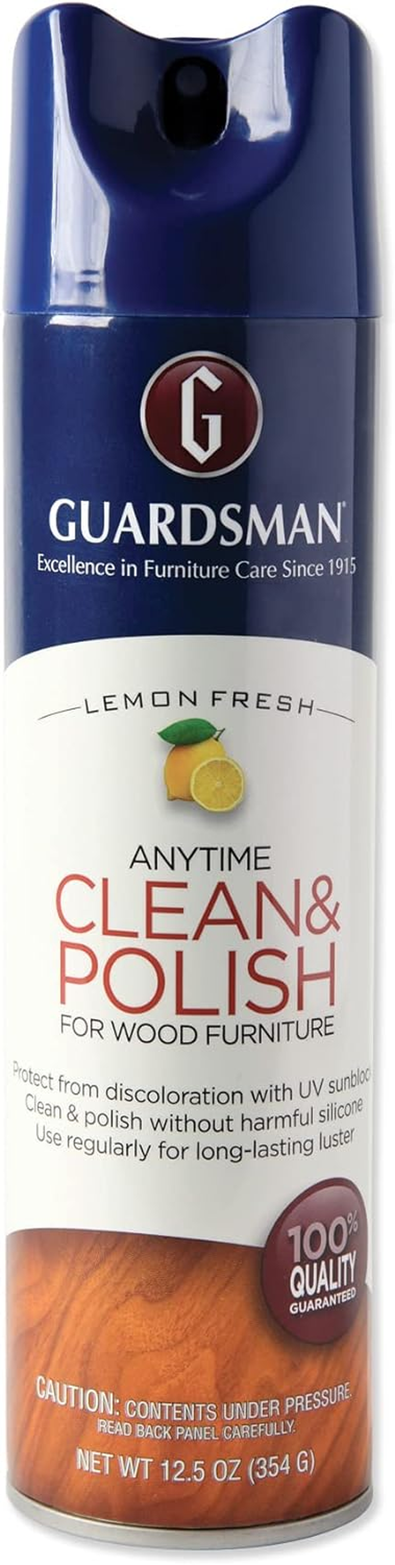 Anytime Clean & Polish Wood Cleaner & Furniture Polish for Cabinets, Tables, and Other Wood Surfaces, Aerosol Spray, Lemon Fresh, 12.5 Ounces