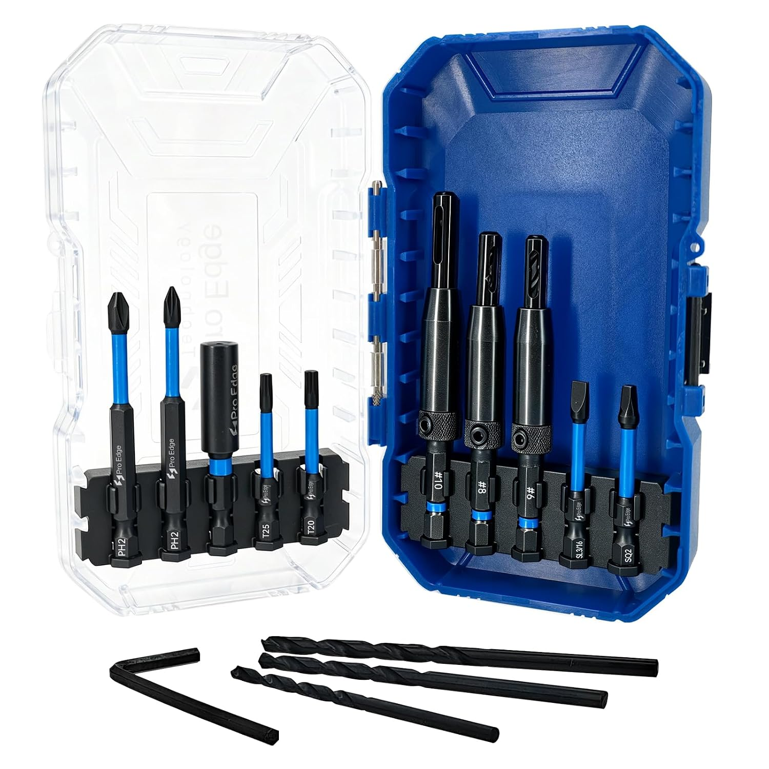 14Pcs Self Centering Drill Bit Set 1/4 Inch Hex Shank VIX Bit | Durable HSS VIX Bit Set with Replacement Bits Screwdriver Bits & Bit Holder for Precise Cabinet Hinges and Door Installation