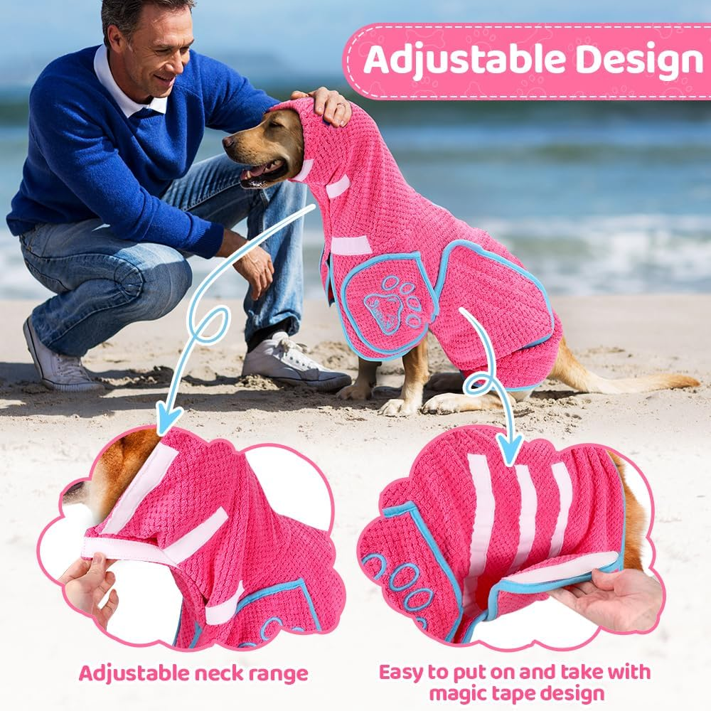 AUTOWT Dog Drying Coat, Microfibre Pet Bathrobe Towel, Absorbent Quick-Drying... - Picture 7 of 18