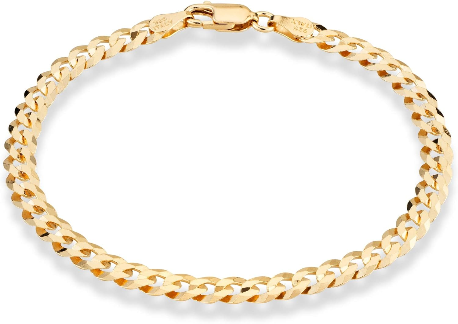 Pulsera cubana italiana 5mm plata 925 con baño de oro 18K para hombres y mujeres
