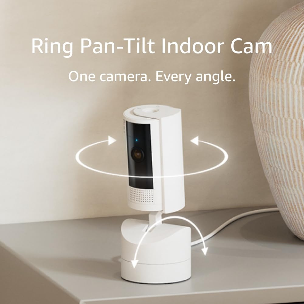 Ring Pan-Tilt Indoor Cam | See All around with 360° Pan Coverage, HD Video, plus Two-Way Talk (2024 Release) | White
