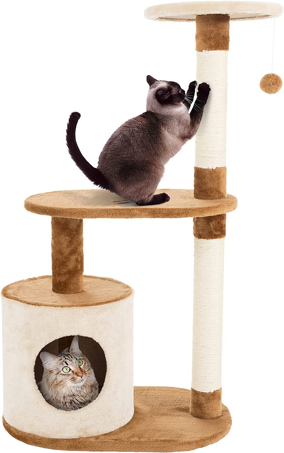 Cat Tree Condo 3 Tier with Condo and Scratching Posts, 37.5