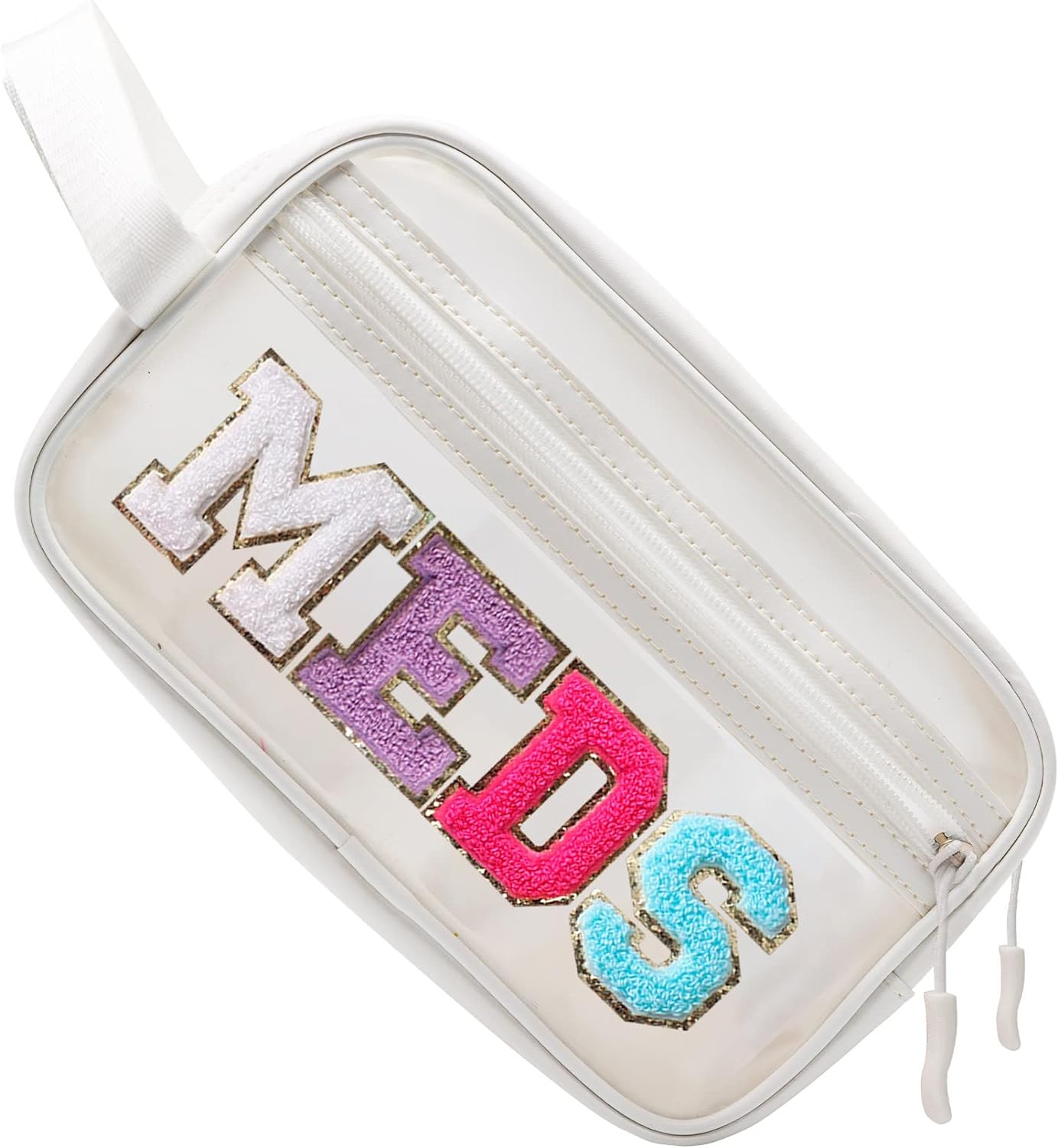 COSHASYOO Clear Makeup Bags with Strap Preppy Chenille Letter Patch Cosmetic ... - Picture 9 of 15