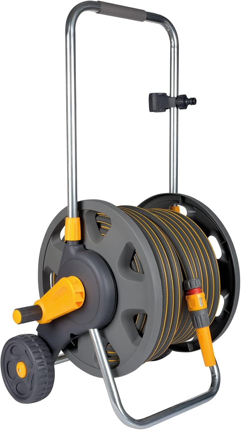 Hozelock 60m Hose Cart with 50m Ultramax Hose, Nozzle, Fittings, Ready Assembled