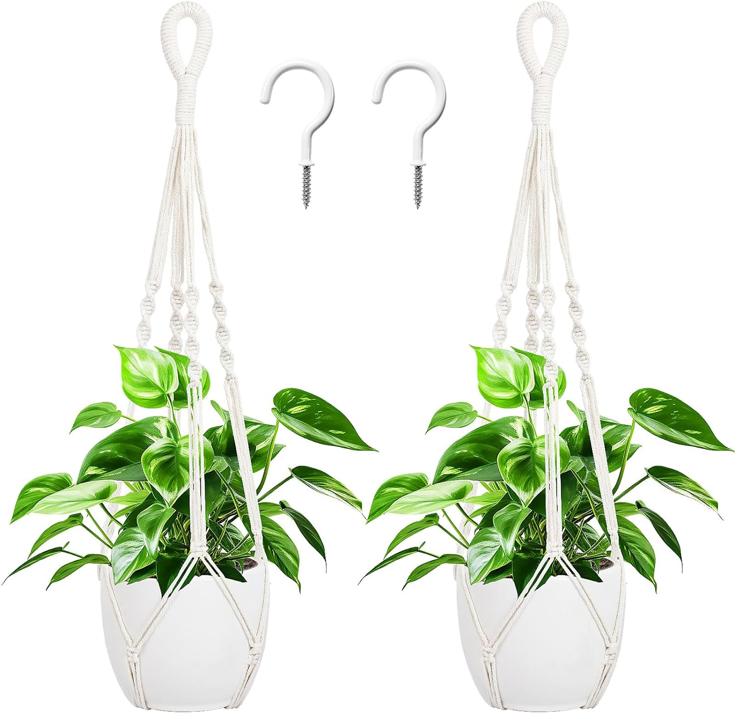27inch Macrame Plant Hanger, 2 Packs Plant Hangers with Hooks, Hanging Planter for Indoor Plants Decorative Macrame Pot Hanger for Home Decor