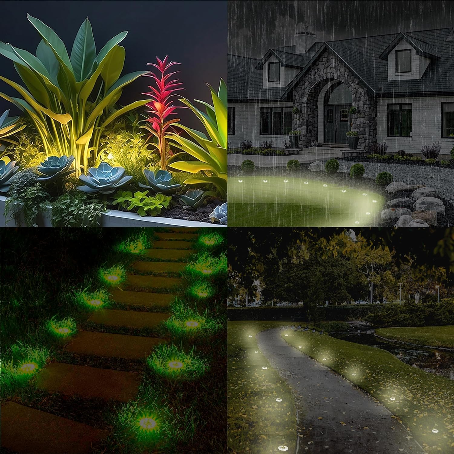 SolarX Pack of 12 Garden Lights Solar Powered, IP65 Waterproof Disk Lights, L... - Picture 9 of 13