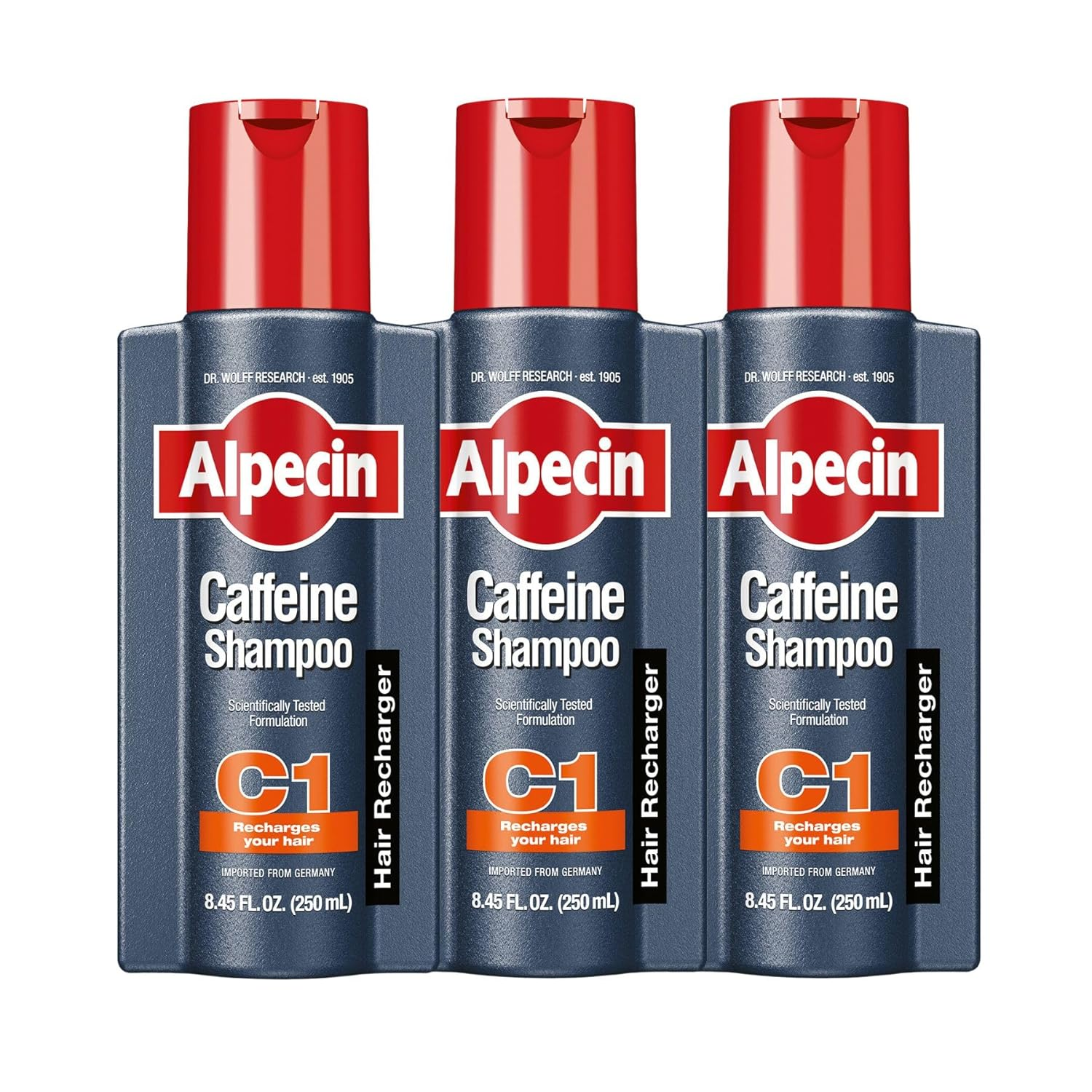 Alpecin C1 Caffeine Shampoo, 8.45 fl oz (Pack of 3), Caffeine Shampoo Cleanses