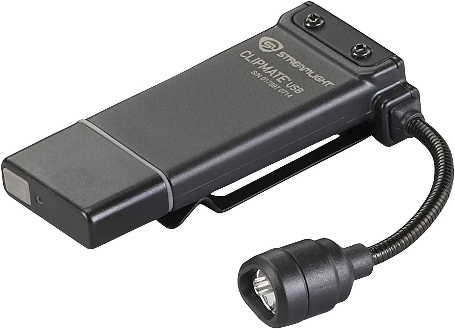 Streamlight 61125 Clipmate 70-Lumen USB Rechargeable Clip-On Light, with White and Red Leds, Black