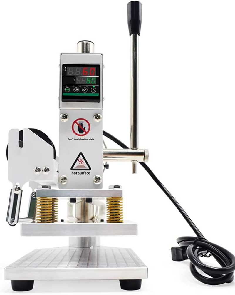 Upgraded Hot Foil Stamping Machine 5X7Cm 110V Digital Embossing Machine Manual Tipper Stamper for Leather PU Paper Logo Embossing 1.97