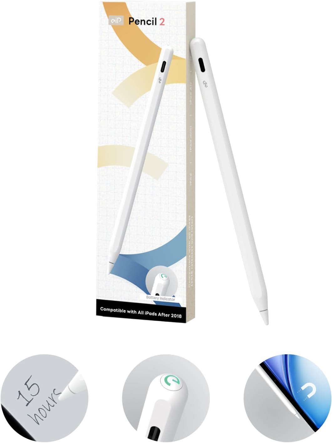 Pencil 2 for Ipad 2026-2018, Magnetic Stylus with 0.1Mm Precise 2X Durable Tips, for Ipad A16/11-6Th Gen, Ipad Pro 12.9/11/13