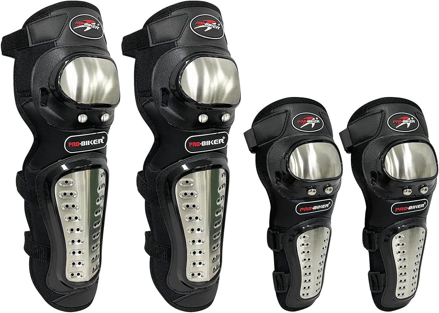 Knee Pads Elbow Pads Stainless Steel Motorcycle Elbow Knee Shin Guards Protector for Motorcycle Cycling Mountain Biking 4PCS