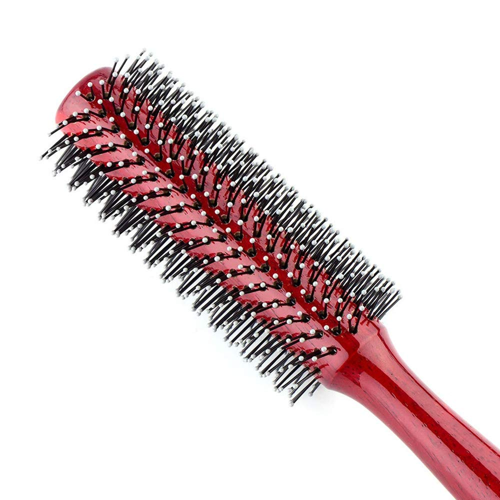 Small Round Wooden Hair Brush for Blow Drying 1.6 Inch Width Soft Nylon Bristles