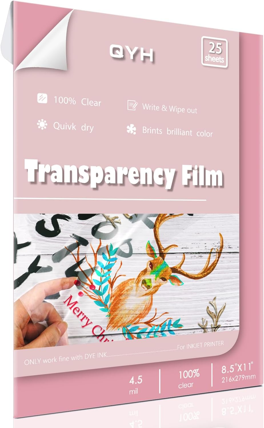 Transparency Film Paper Clear for Overhead Projector Transparencies and Inkjet Screen Prints 8.5 X 11,25Sheets