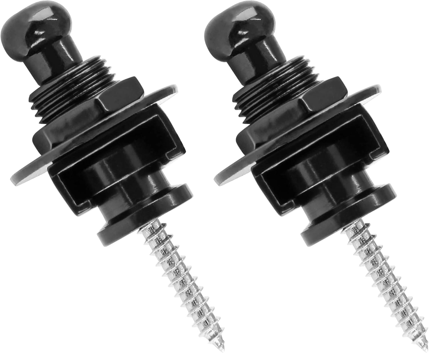 2PCS Guitar Strap Locks, Metal Heavy Duty Guitar Straplocks Replacement, Buttons Quick Release Security Retainer System, Black Strap Lock Set for Classical Electric Guitar
