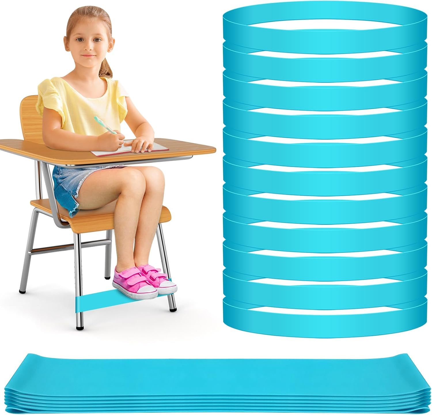 6 Pack Chair Bands for Kids with Fidgety Feet, ADHD Tools for Kids, ROOKEA Se... - Picture 9 of 28
