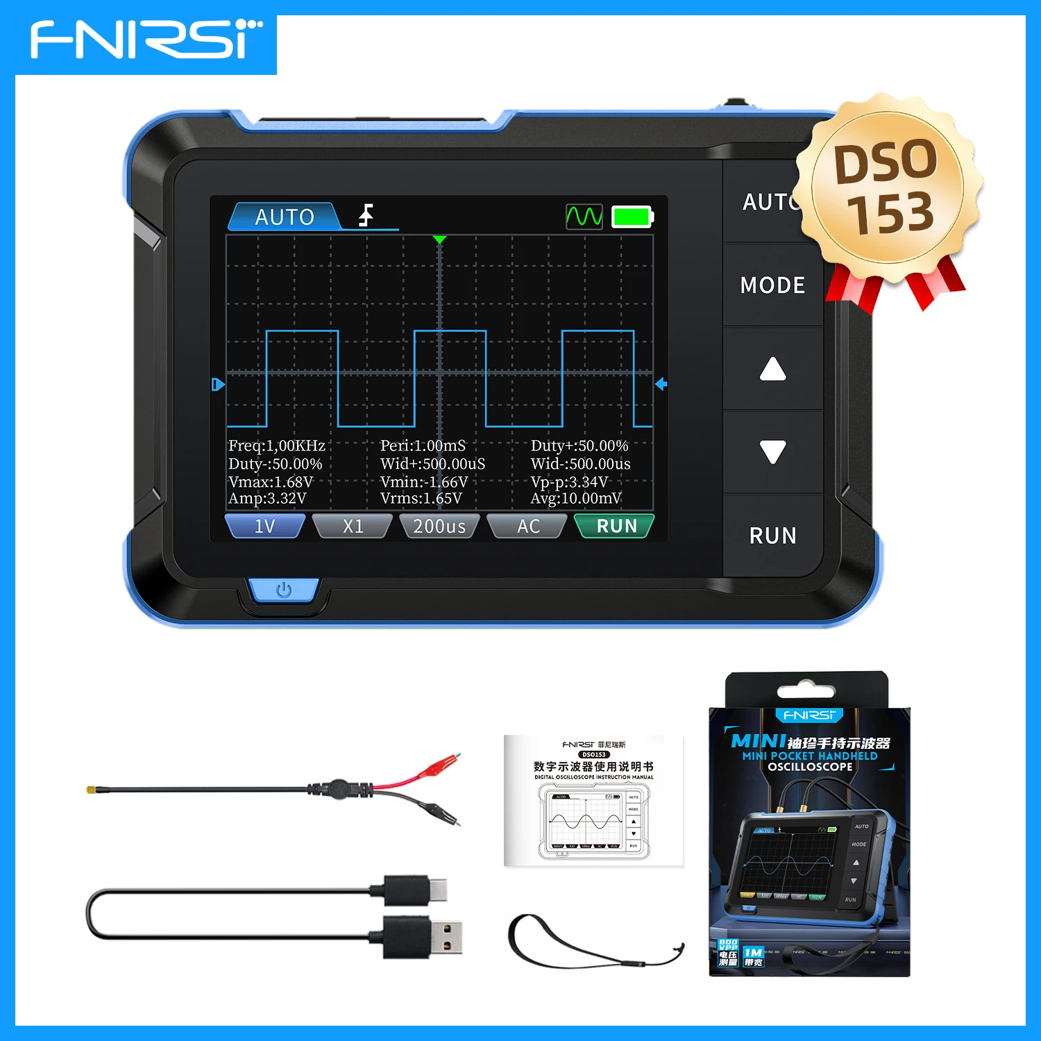 New DSO510 DSO153 DSO152 10MHz Bandwidth 48MS/s Sampling Rate Mini Handheld Electronic Measurement Tools