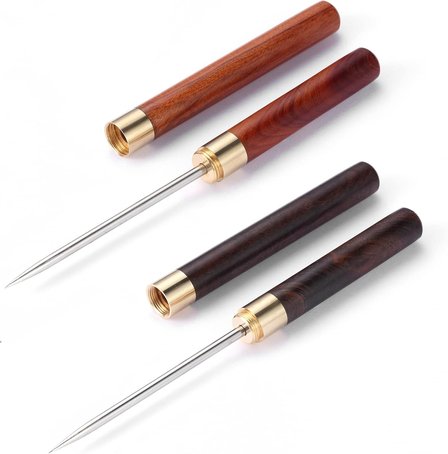 2 Pack Stainless Steel Ice Picks with Safety Cover, 9-Inch Pick Tool for Breaking Ice, Non-Slip Wooden Handle for Easy to Grip, for Kitchen, Bars, Bartender, Picnics, Camping, & Restaurant