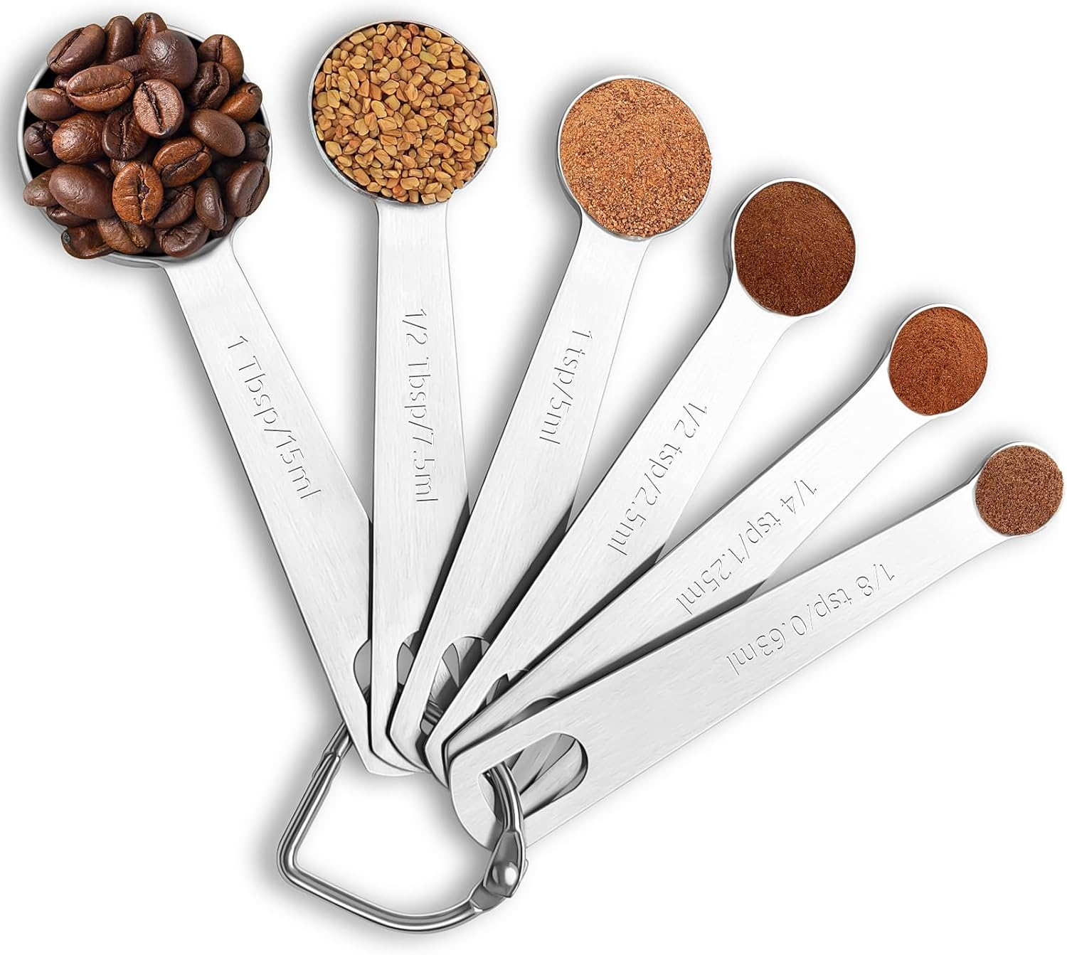 Metal Measuring Spoons Set - Baking Essentials,Premium Stainless Steel Kitchen Gadgets with Precise Measurements for Home and Professional Use,Nesting Teaspoons for Easy Storage - 6 Piece