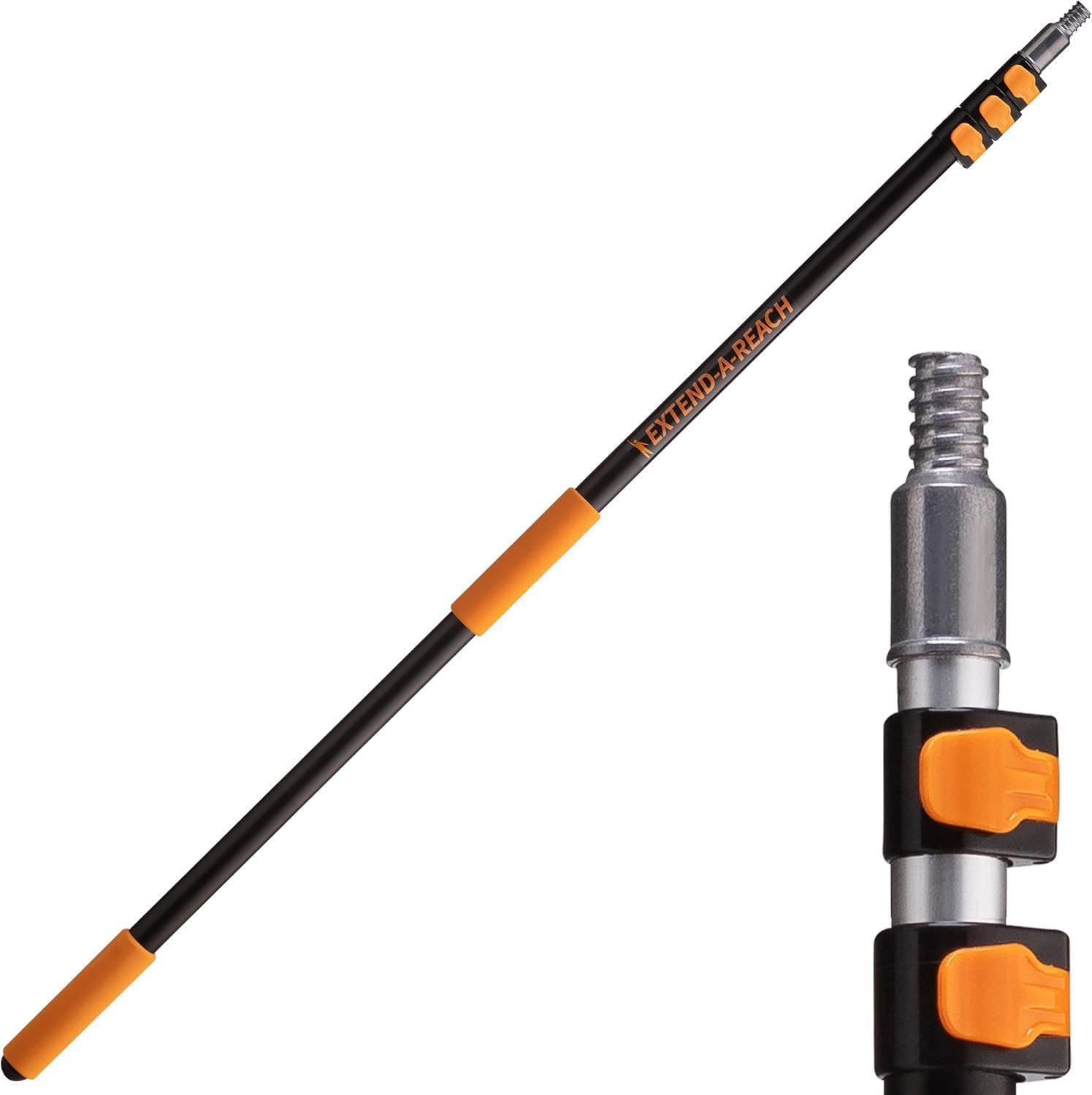 4-12 Ft Long Telescopic Extension Pole // Multi-Purpose Extendable Pole with Universal Twist-On Metal Tip // Lightweight and Sturdy // Best Telescoping Pole for Painting, Dusting and Window Cleaning