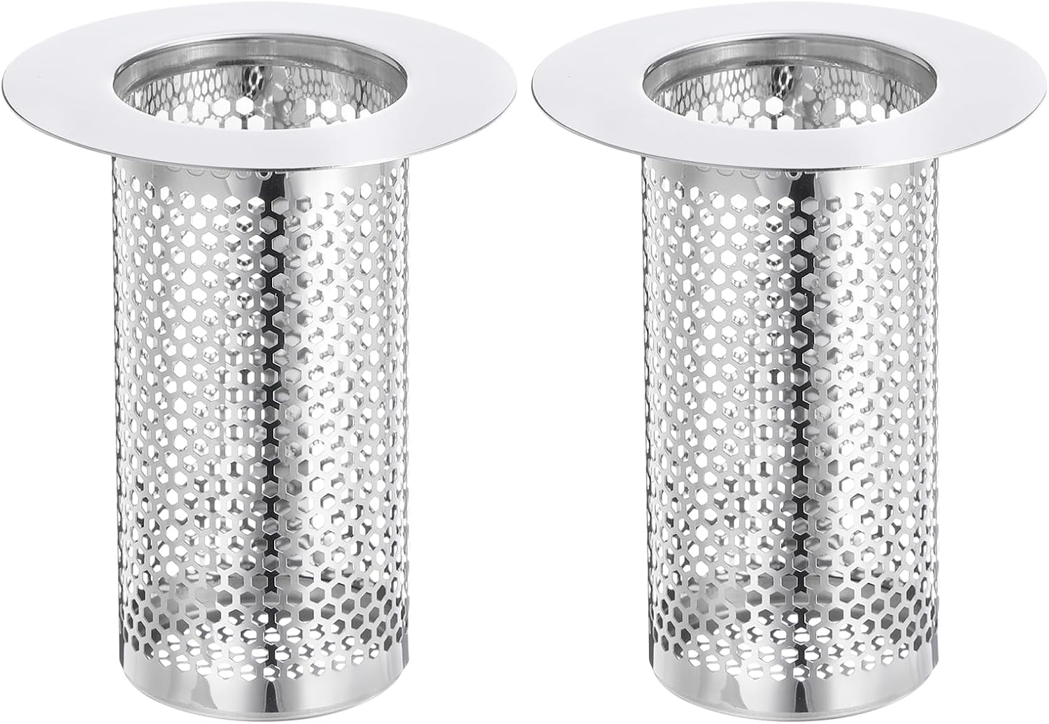 2 Pack Shower Drain Strainer, 3.1" X 2.5" Stainless Steel Floor Drain Strainer Deep Sink Hair Catcher for Kitchen Bathroom Balcony Floor Drain, Fit Hole Size from 1.57" to 2.36"