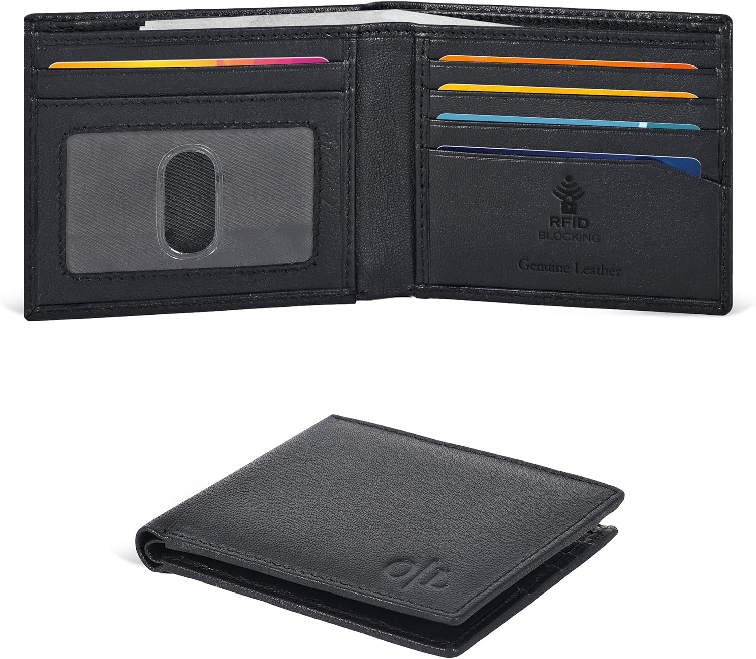 Slim Leather Wallet for Men - RFID Wallets Credit Card Holder Ultra Thin Gift for Mens, Front Pocket Minimalist Design