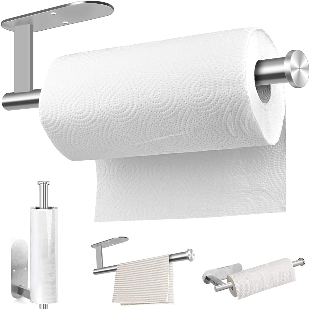 Silver Paper Towel Holder under Cabinet Wall Mount