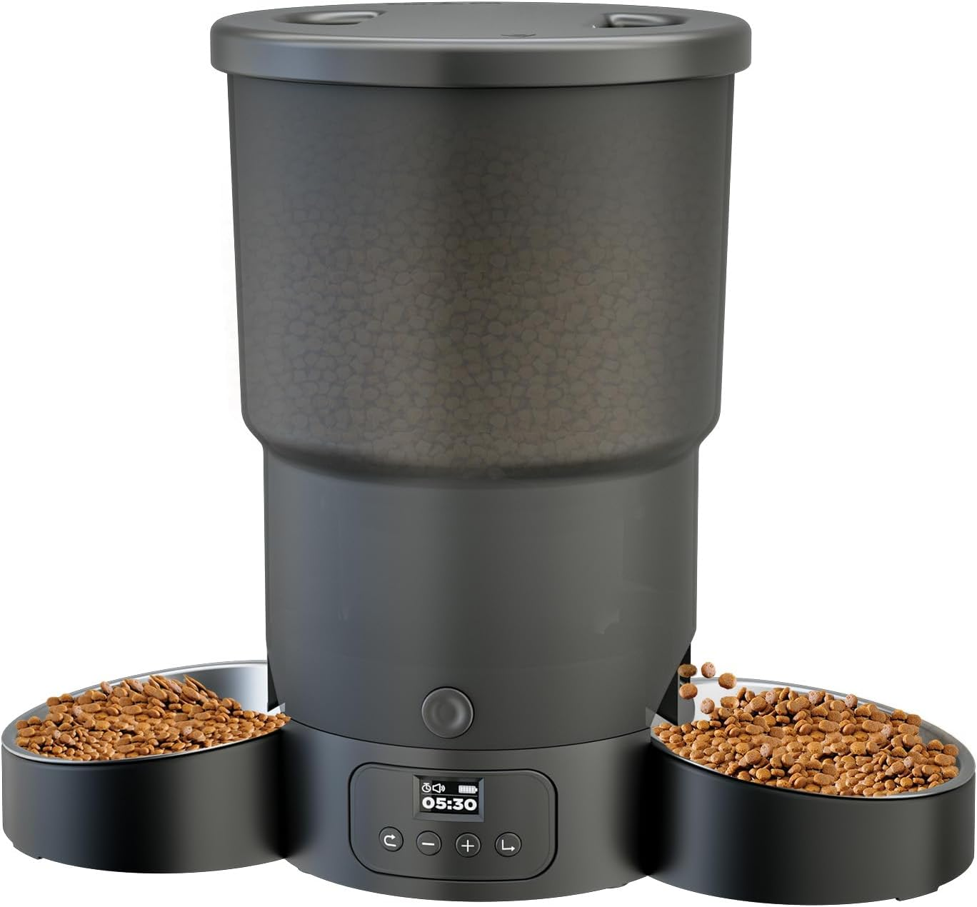 5L Automatic Cat Feeder for 2 Cats, Programmable 1-6 Meals Cat Food Dispenser with Stainless Steel Bowl, Easy Setup, Dual Power Supply,10S Meal Call Timed Pet Feeder for Cats and Small Dogs