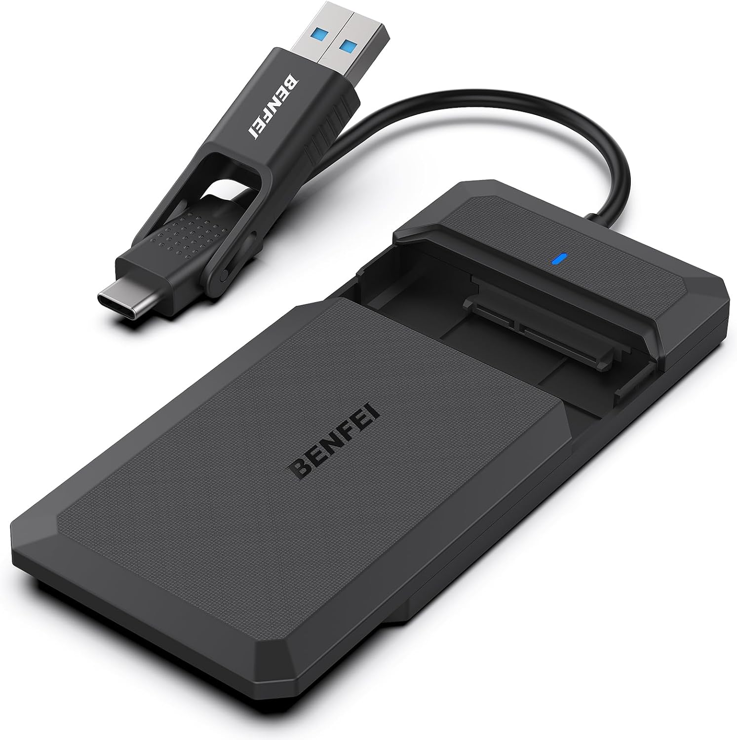 2.5 Inch SATA to USB Tool Free External Hard Drive Enclosure, USB Type-C/Type-A to Sata Compatible for 2.5 Inch SSD(Optimized for SSD, Support UASP SATA III)