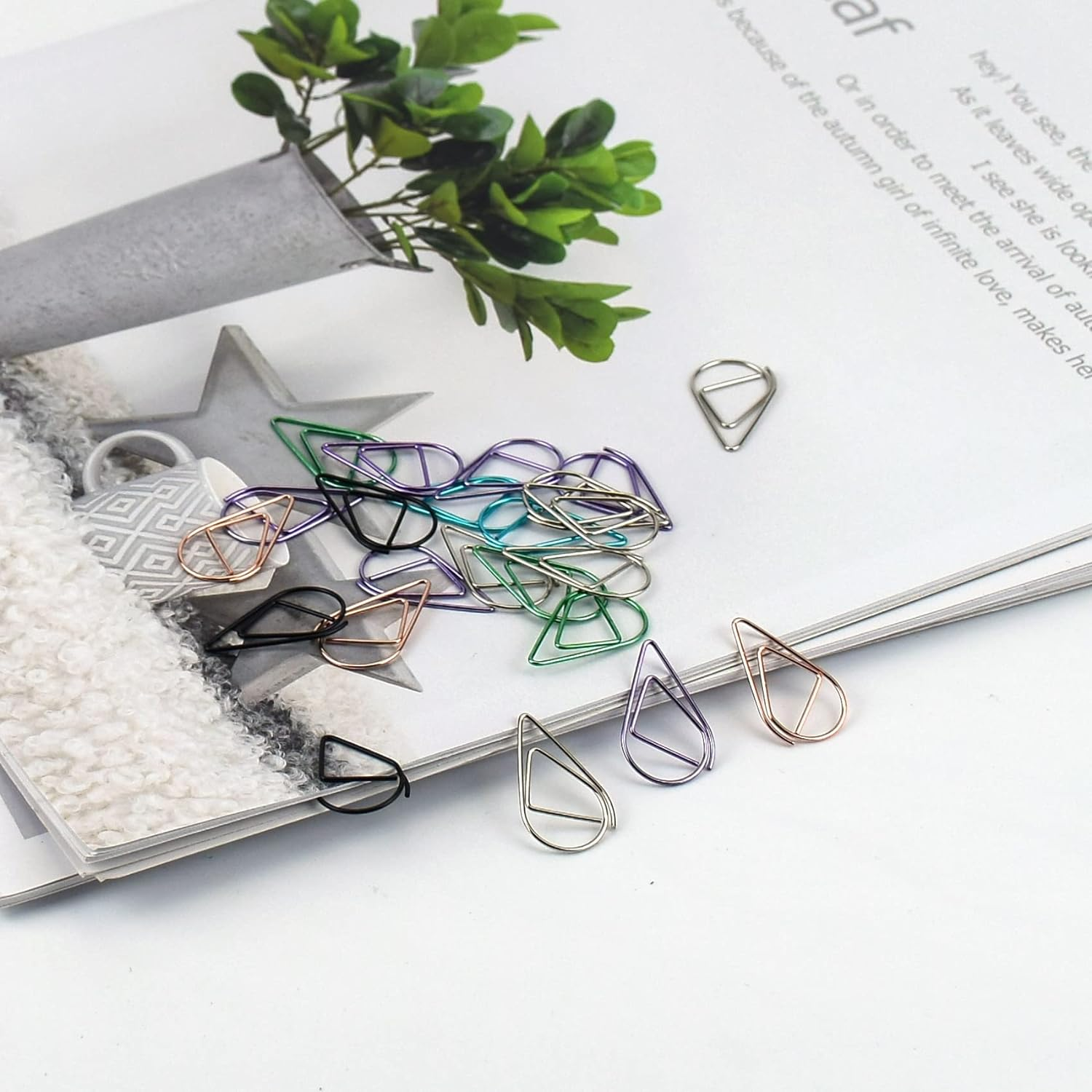 50Pcs Small Golden Paper Clips, Water Drop-Shaped Paperclips Bookmarks for Of... - Picture 7 of 16