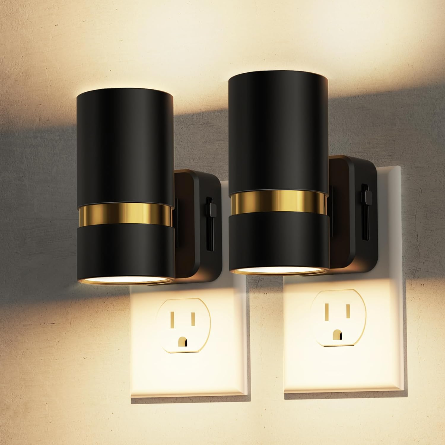 Night Light, Night Lights Plug into Wall, Modern Night Light with Dusk to Dawn Sensor, Soft White 3000K, Dimmable 0-100LM, Plug in Night Light for Bedroom, Hallway, Stairs, Kitchen, 2 Pack
