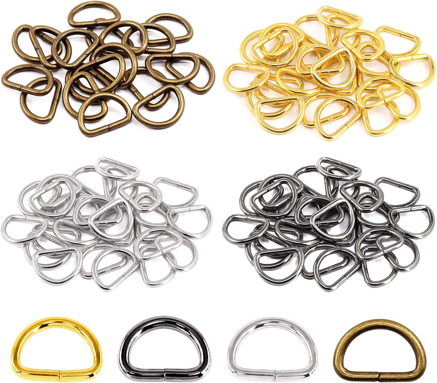 Swpeet 120Pcs 3/4 Inch - 20mm 4Colors Multi-Purpose Metal D Ring Semi-Circula... - Picture 2 of 22