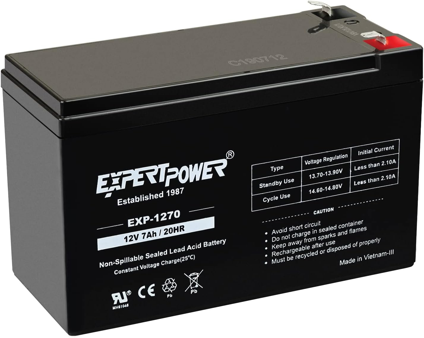 Batería de plomo ácido sellada recargable de 12V 7Ah