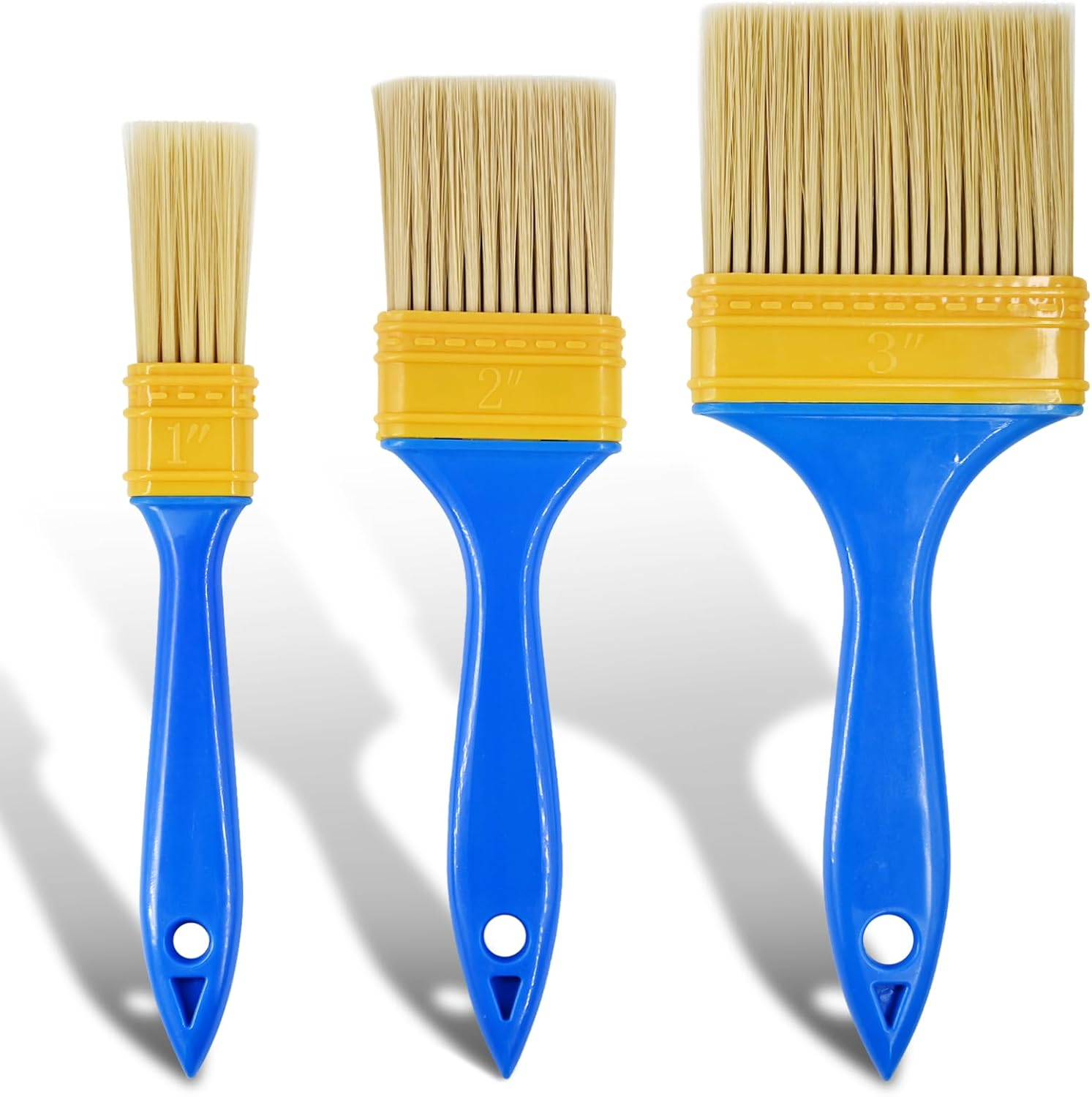 3 Pack Paint Brushes for Priming, Painting, Varnishing, Wood, Walls, and More