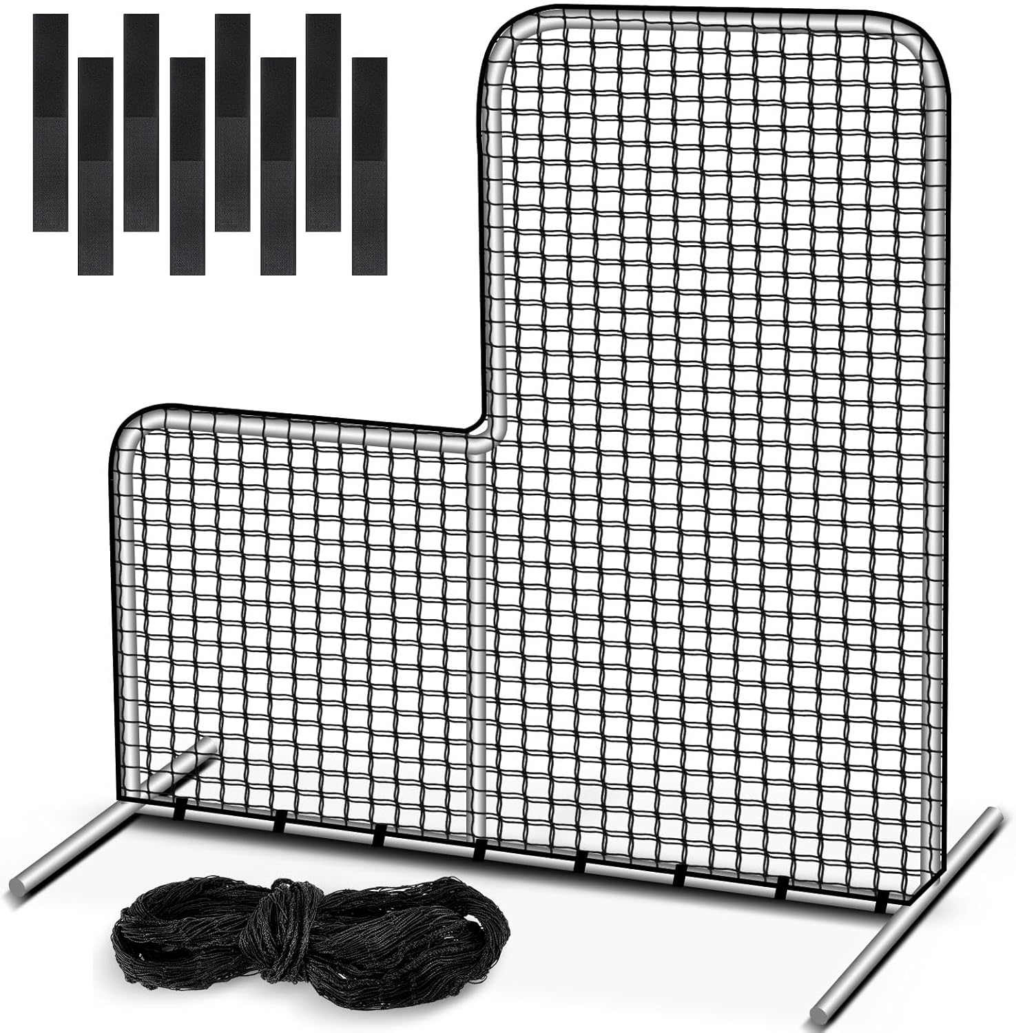 Replacement Baseball Net 7 X 7 Ft Protective Portable Pitching Screen Safety Netting 45 Ply 42 Inch Cut Out, Net Only, No Frame Included, Black