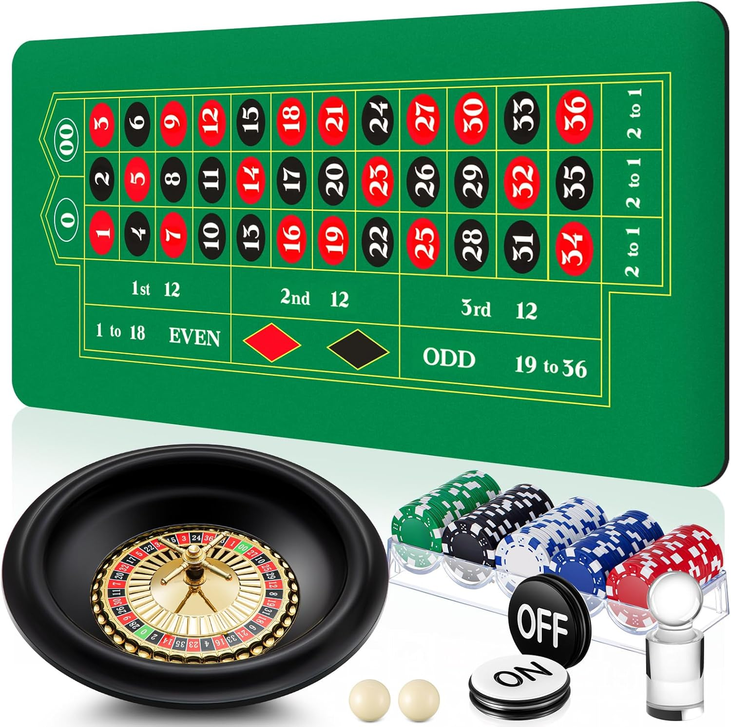 Roulette Wheel Game Set Include 16'' Black Roulette Wheel 35