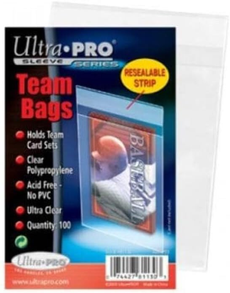- Team Bags Resealable Sleeves (100 Ct.) - Protect Your Gaming Cards, Sports Cards, and Collectible Cards, Features Resealable Edge for Easy Access and Switching Cards Out