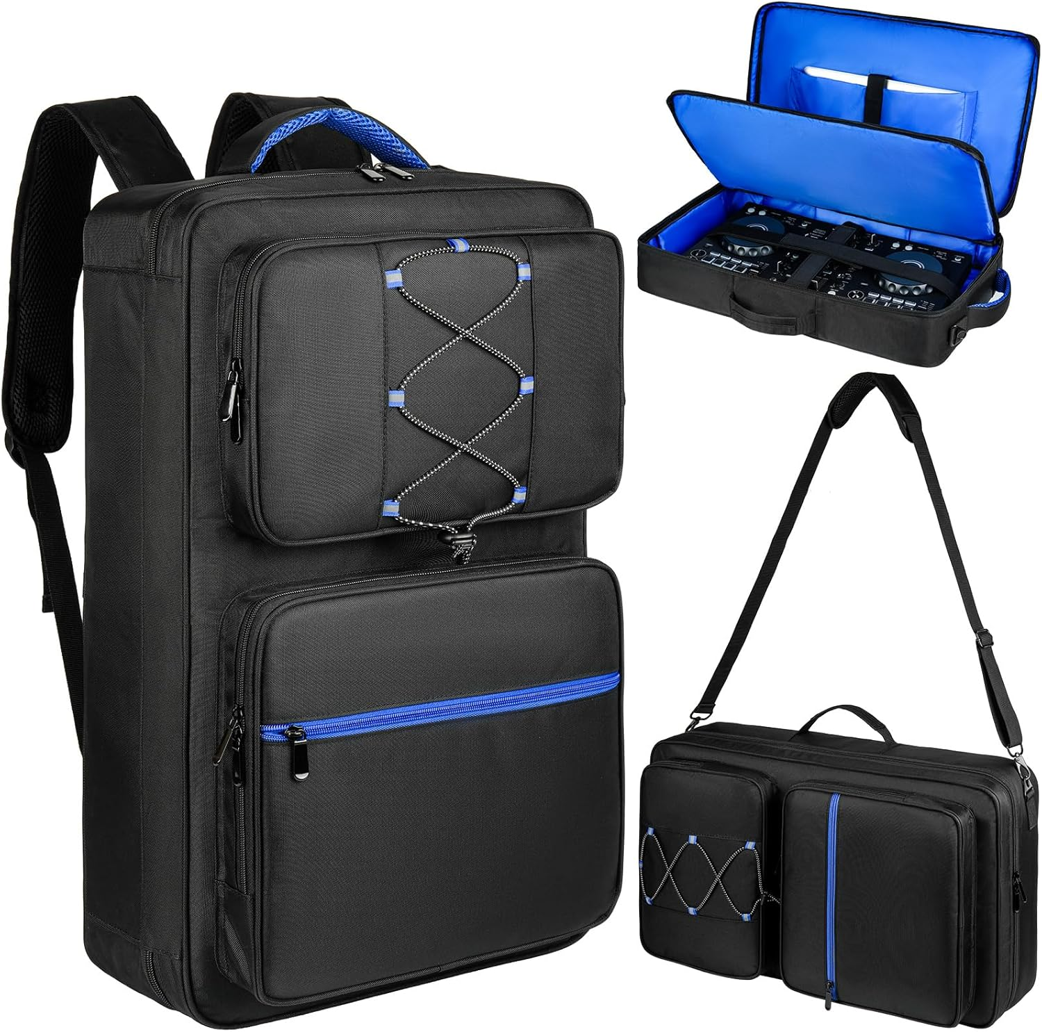 DJ Controller Case Compatible with Pioneer Ddj-Flx4/Ddj-Rev1/Ddj-Sb3/Ddj-400,Fits 16" Laptop,Mic & Headphone Pockets,Padded DJ Backpack for Numark Mixtrack Pro Fx,Mixstream Pro,Hercules Inpulse 500