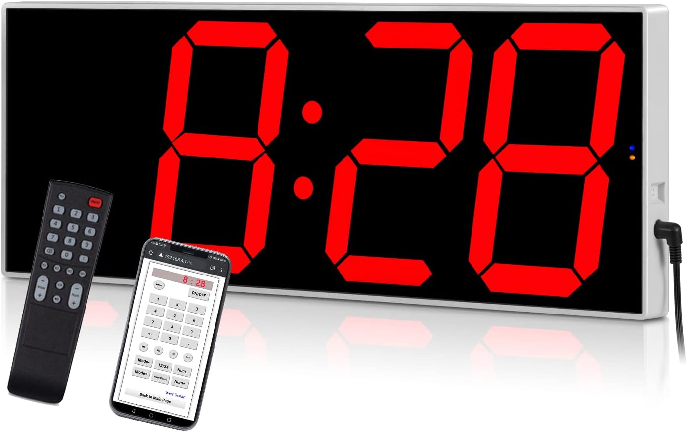 Large Smart Digital LED Wifi Wall Clock with 6