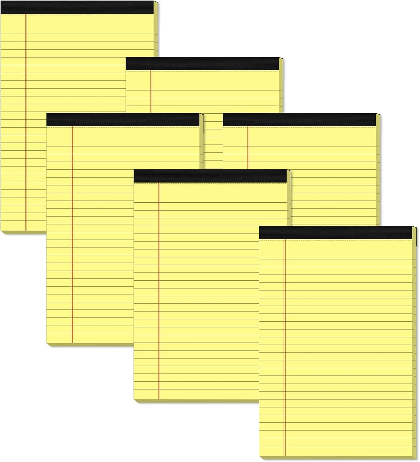 Yellow Note Pads 5x8 Small Legal Pads College Ruled Notepad for Office 6 Pack Yellow Writing Pads 5x8 Narrow Ruled Paper Pads 25 Lines 80 GSM Paper Tablets 5x8