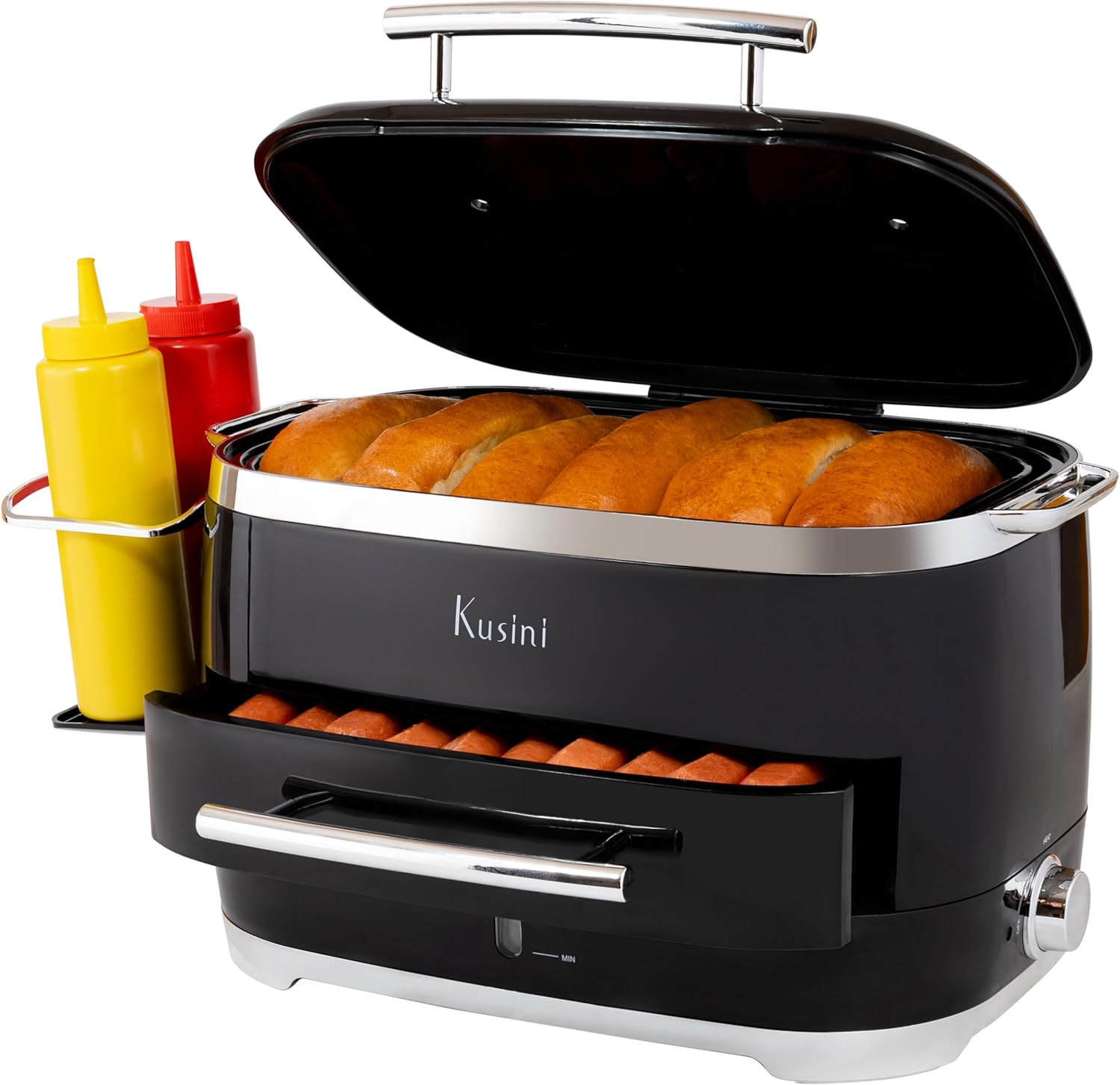 Hot Dog Steamer Machine with Bun Warmer, 24 Hot Dog & 12 Buns - Electric Food Steamer for Cooking Vegetables, Fish, & More - Unique Housewarming Gift Idea - Movie & Date Night Hosting Essential