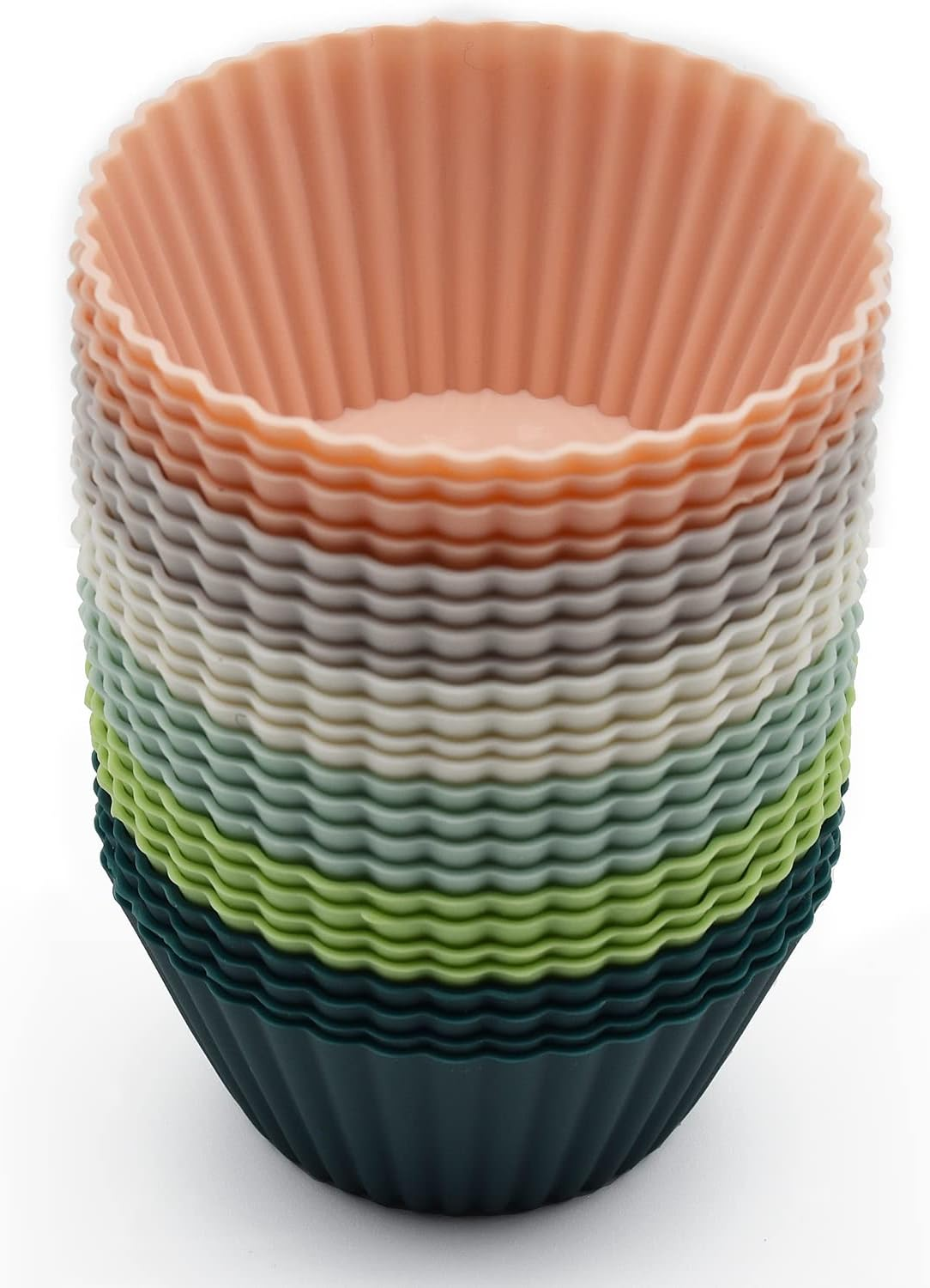 Moldes Cupcake Silicona Reutilizables 24 Piezas 7cm Antiadherente Multicolor