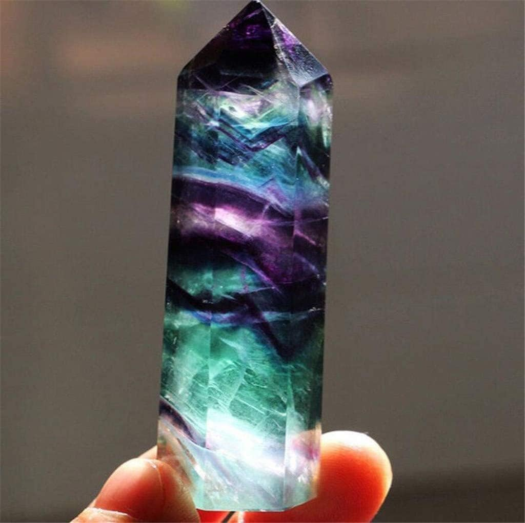 Natürlicher Fluorit-Quarz-Kristallstein, Heilender Amethyst, Sechseckiger Zauberstab, Punkt, Stein, Energiegenerator, Blanacing, Chakra, Für Yoga, Meditation, Heimdekoration, Dekoration (4 - 5 Cm)