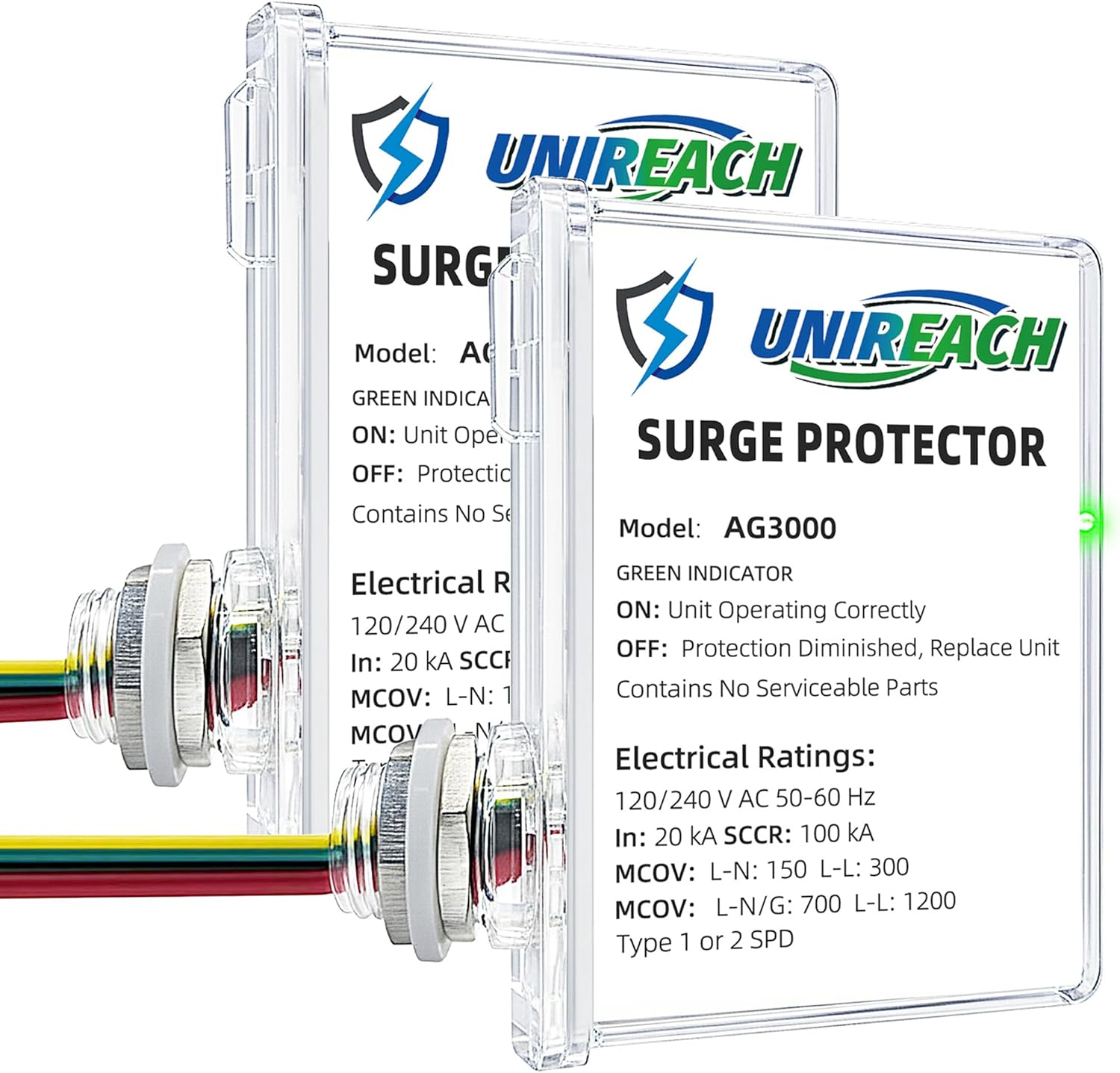 2 Pack AG3000 HVAC Surge Protector 120/240V, House Surge Protectors, AC Surge Protector, Whole House Surge Protective Device for Mini Split, TPMOV Technology, Watertight Enclosure